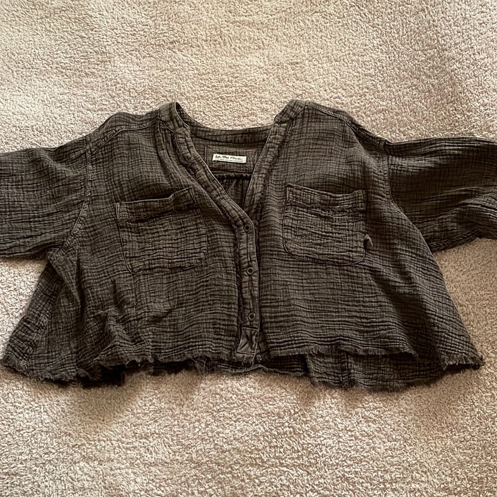 Free People Leanne Cropped Shirt - Picture 4 of 5